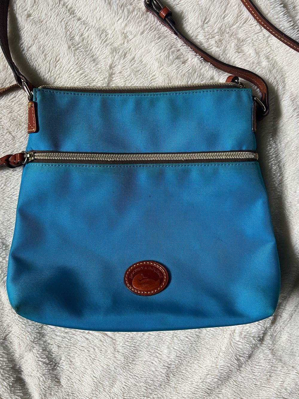 Dooney & Bourke Canvas Nylon Adjustable Strap Crossbody Bag Blue/Brown